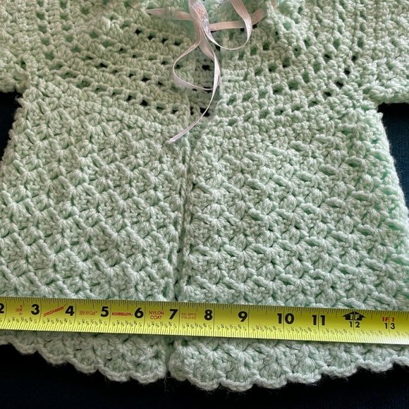 Crochet Baby Layette Jacket/Sweater & Blanket Set Baby Girl/Boy Unisex Green - Picture 9 of 10